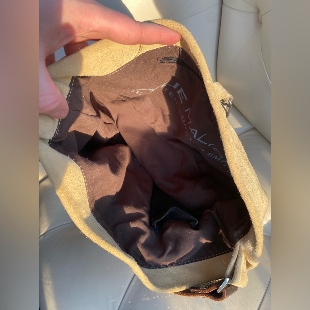 🛑SOLD🚫Rare Vintage Y2K Tylie Malibu Suede Crystal Strap Hobo Shoulder Bag Tan - Picture 12 of 14
